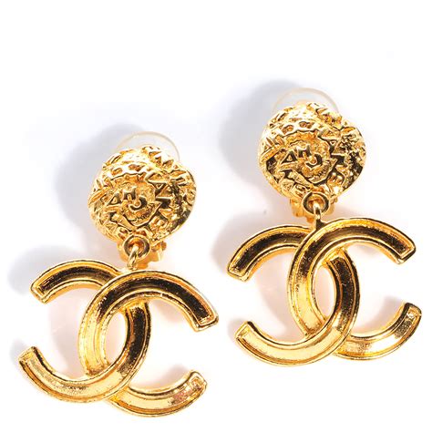 chanel drop earrings gold replica|authentic Chanel earrings.